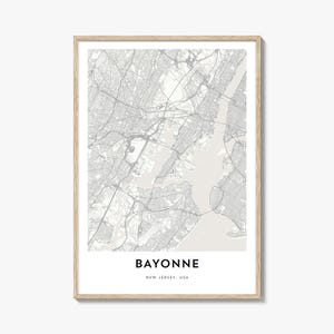 Karte von Bayonne New Jersey Print, Bayonne Geschenk, Bayonne Poster, Stadt Karte Kunstwerk für Zuhause & für das Büro,