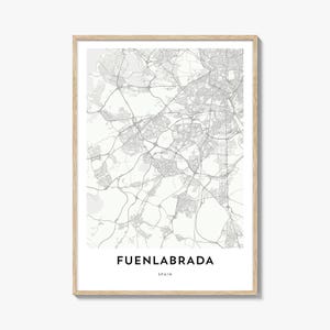 Impresión del mapa de Fuenlabrada, regalo del mapa de Fuenlabrada, póster de Fuenlabrada, obra de arte del mapa de la ciudad para el hogar y la oficina, España