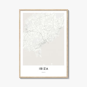Map of Ibiza Print, Ibiza Map Gift, Ibiza Poster, City Map Artwork for Home & Office, Spain