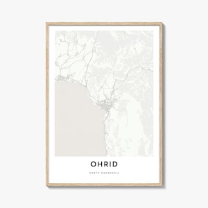 Ohrid Map Print: North Macedonia City Map Art