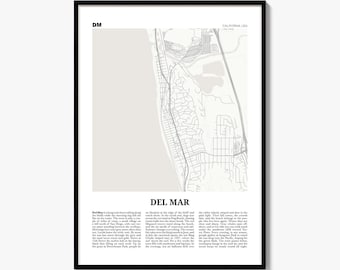 Del Mar Stadtplan-Druck, Zeitungsposter, Stadtreise-Wanddeko