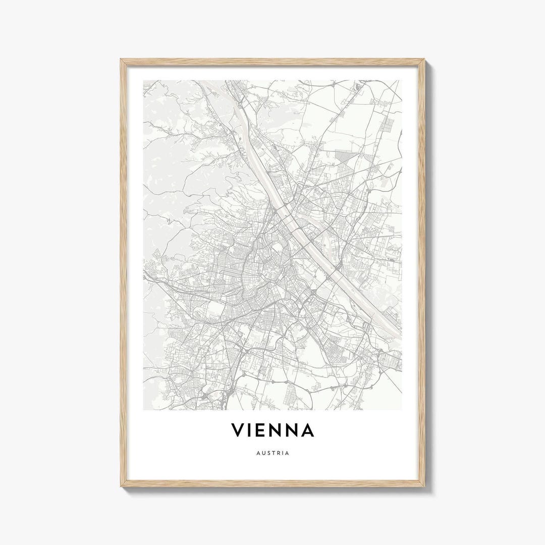 Vienna Map Poster Print, Wien Wall Art, Austria Decor, Danube City