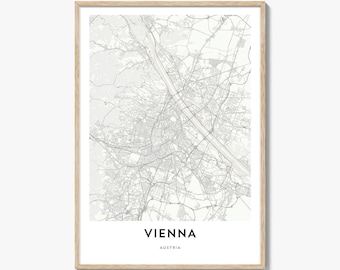 オーストリア・ウィーンのイラスト地図（道路、ランドマーク、ハイ