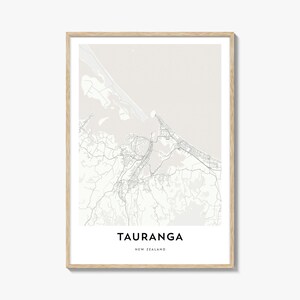 Impression de carte de Tauranga, cadeau de carte de Tauranga, affiche de Tauranga, oeuvre d'art de plan de ville pour la maison et le bureau, Nouvelle-Zélande