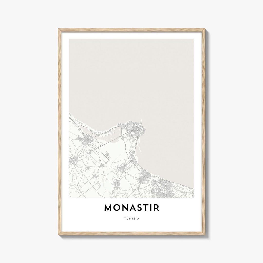 Map of Monastir Print, Monastir Map Gift, Monastir Poster, City Map ...