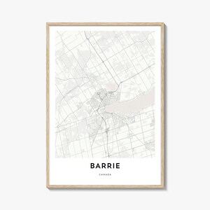 Impressão de mapa de Barrie, presente de mapa de Barrie, pôster de Barrie, arte de mapa da cidade para casa e escritório, Canadá