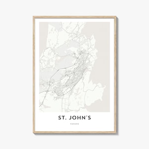 Map of St. John&#39;s Print, St. John&#39;s Map Gift, St. John&#39;s Poster, City Map Artwork for Home & Office, Canada