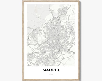 Map of Madrid Print, Madrid Map Gift, Madrid Poster, City Map Artwork for Home & Office, Spain