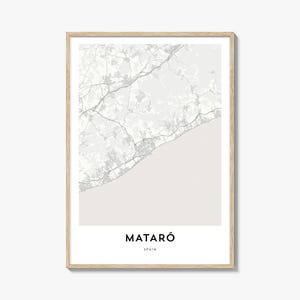 Impresión de mapa de Mataró, regalo de mapa de Mataró, póster de Mataró, obra de arte de mapa de la ciudad para el hogar y la oficina, España