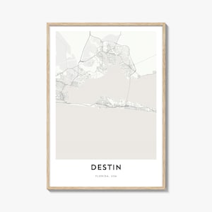 Kaart van Destin-print, Destin-kaartcadeau, Destin-poster, stadsplattegrondkunstwerk voor thuis en op kantoor, Florida