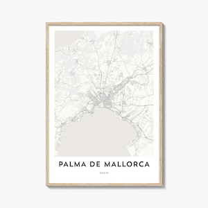 Póster con mapa de Palma de Mallorca, arte mural de las Islas Baleares, decoración de España, ciudad mediterránea