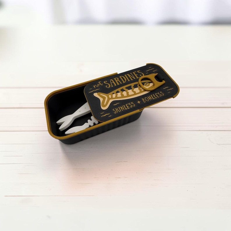 Sardine Tin Jewelry Organizer – 3D Printed Catch-All with Fish Jewelry Holders 6