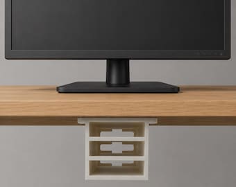 Under Desk Hard Drive Holder – 3D Printed HDD Storage Mount 3, 4, 5, or 6 Slot Options