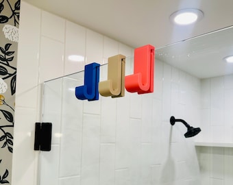 2 Pack Glass Shower Hook – Fits 3/8" & 1/2" Glass | Any Color