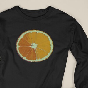 Unisex Cute Orange Long Sleeve Shirt, Funny Orange Design, Retro Orange Slice Sweeter For Boys, Vintage Fruit Graphic Long Sleeve T-Shirt