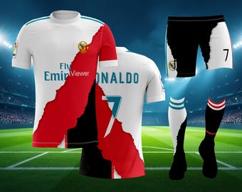 Portugal Soccer #7 Kids Jersey, Soccer Fans Training Jersey, Personalized Soccer Jersey & Shorts with Socks for Boys, Girls Sizes