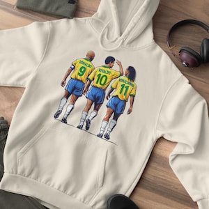 Brazil Soccer Sweater, Three Legend Together Hoodie,Legengs Sweatshirt for Men and Women