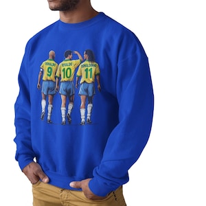 Brazil Soccer Crewneck Sweater, Three Legend Together Hoodie, Legengs Crewneck Sweater for Men and Women