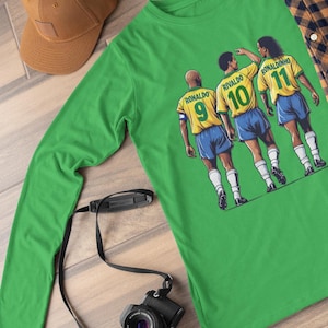 Brazil Soccer Long Sleeve T-shirt, Three Legend Together Tshirt, Legengs Long Sleeve Shirt for Men and Women