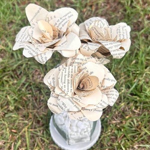 Handmade Paper Flowers, Book Page Flowers, Paper Roses Bouquet, Custom Book Flowers, Paper Book Roses, Bookish Decor, Book Lover Gift