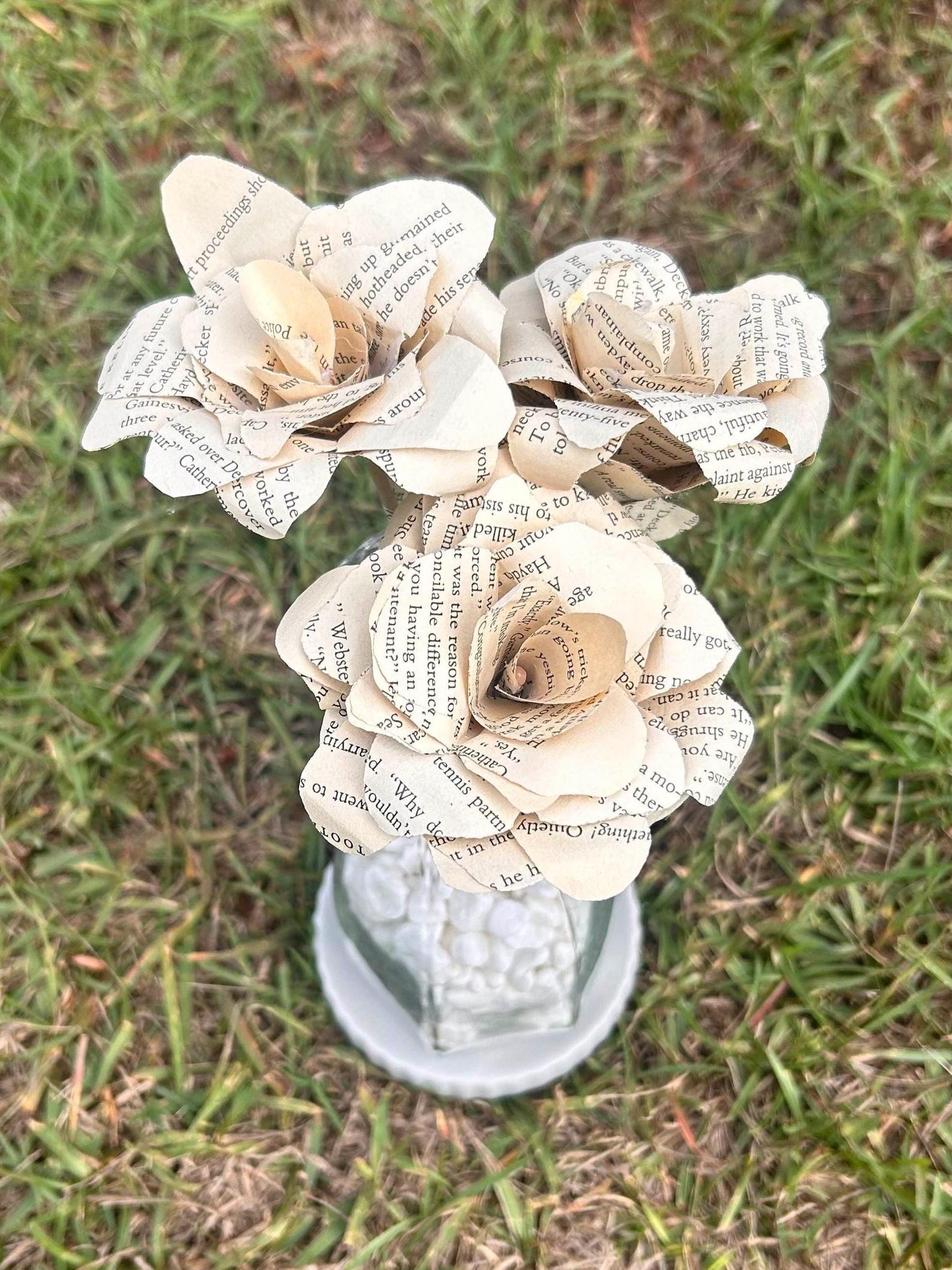 Handmade Paper Flowers, Book Page Flowers, Paper Roses Bouquet, Custom ...