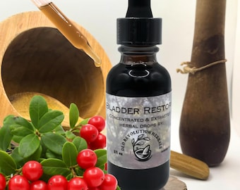 Bladder Restore | UTI-Formula | 100% Organic Herbal Tincture | Concentrated Extract | Uva Ursi, Nettle, Horsetail, Slippery elm & More
