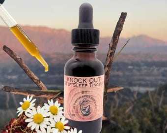 Knock Out / Fórmula para un sueño profundo con 10 hierbas / Tintura 100% orgánica / Raíz de valeriana, manzanilla, melisa, lúpulo y más