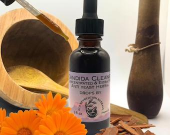 Candida-reiniging | 9 Formule voor overgroei van kruiden | Calendula, Pau d'Arco, witte eik en meer | 100% biologische kruidentinctuur