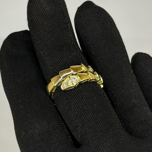 14k Gold Snake Shaped Diamond Ring, Diamond Jewelry, Gift Valentine's Day, Snake Design Jewelry, A Gift for the One You Love, Gift For Her