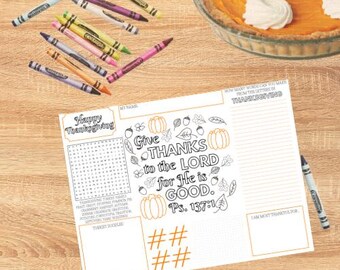 Thanksgiving Activity Placemat - thanksgiving activities for children