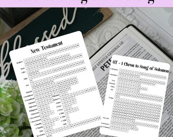Printable Bible Reading Tracker Log | Minimalistic chapter by chapter checklist for reading the Bible in a year | 5 pages, US Letter