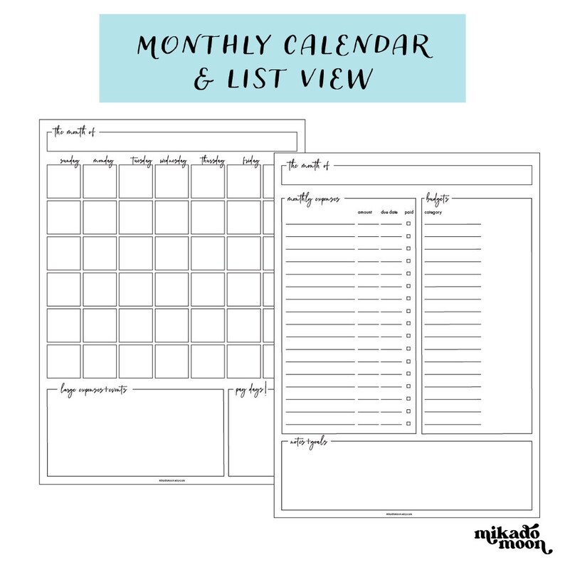 Minimalist Monthly Budget Printable for Happy Planner Bullet - Etsy
