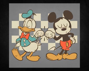 Vintage Checkered Mickey Donald Duck DTF,Iron On Transfer, Funny Mickey Donald Dtf, Disney Checkered Dtf,Mickey Checkered,Mickey Friends Dtf