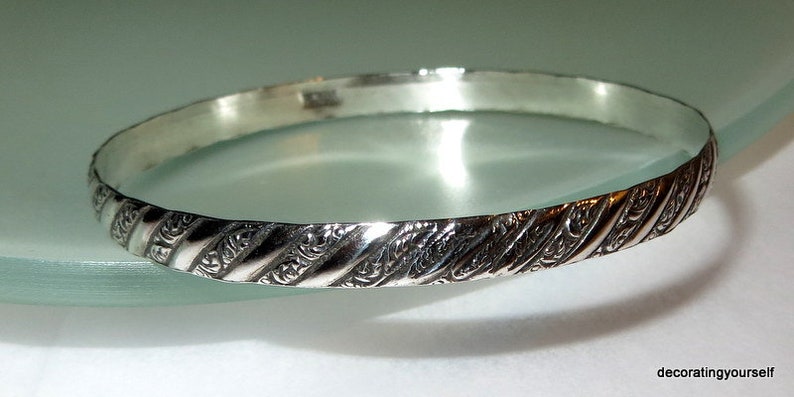 Danecraft Sterling Silver Striped Bangle Bracelet Signed