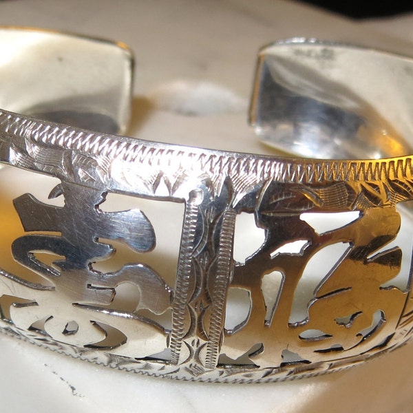 Vintage Japan 950 Sterling Silver Cuff Bracelet