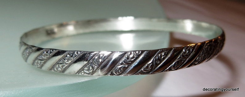 Danecraft Sterling Silver Striped Bangle Bracelet Signed