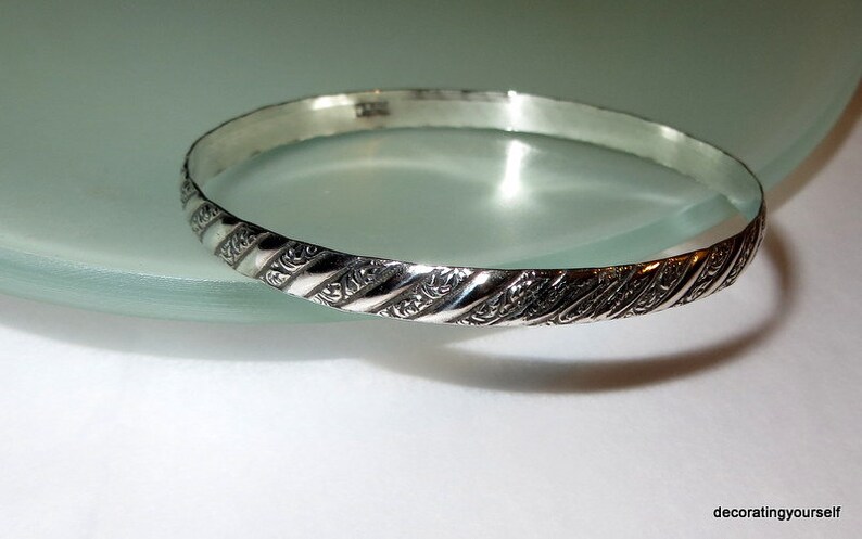 Danecraft Sterling Silver Striped Bangle Bracelet Signed