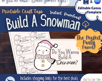 Manualidad: Construye un muñeco de nieve Etiquetas: Recuerdos de fiesta de invierno (PDF imprimible)