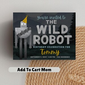Wild Robot Personalized Birthday Invitation invite Template instant download printable