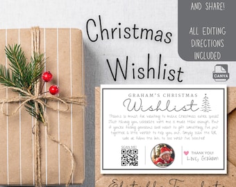 Tarjeta de deseos navideña para niños: Plantilla editable de Canva (descarga digital)
