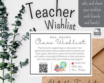 Tarjeta de deseos para profesores: Plantilla editable de Canva (descarga digital)