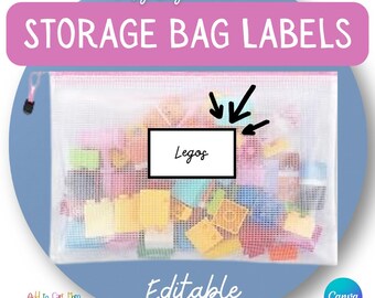 Etiquetas imprimibles para bolsas de almacenamiento: Plantilla editable de Canva (descarga digital)