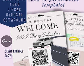 Plantilla de alquiler de coches Turo: Kit de bienvenida editable en Canva (descarga digital)