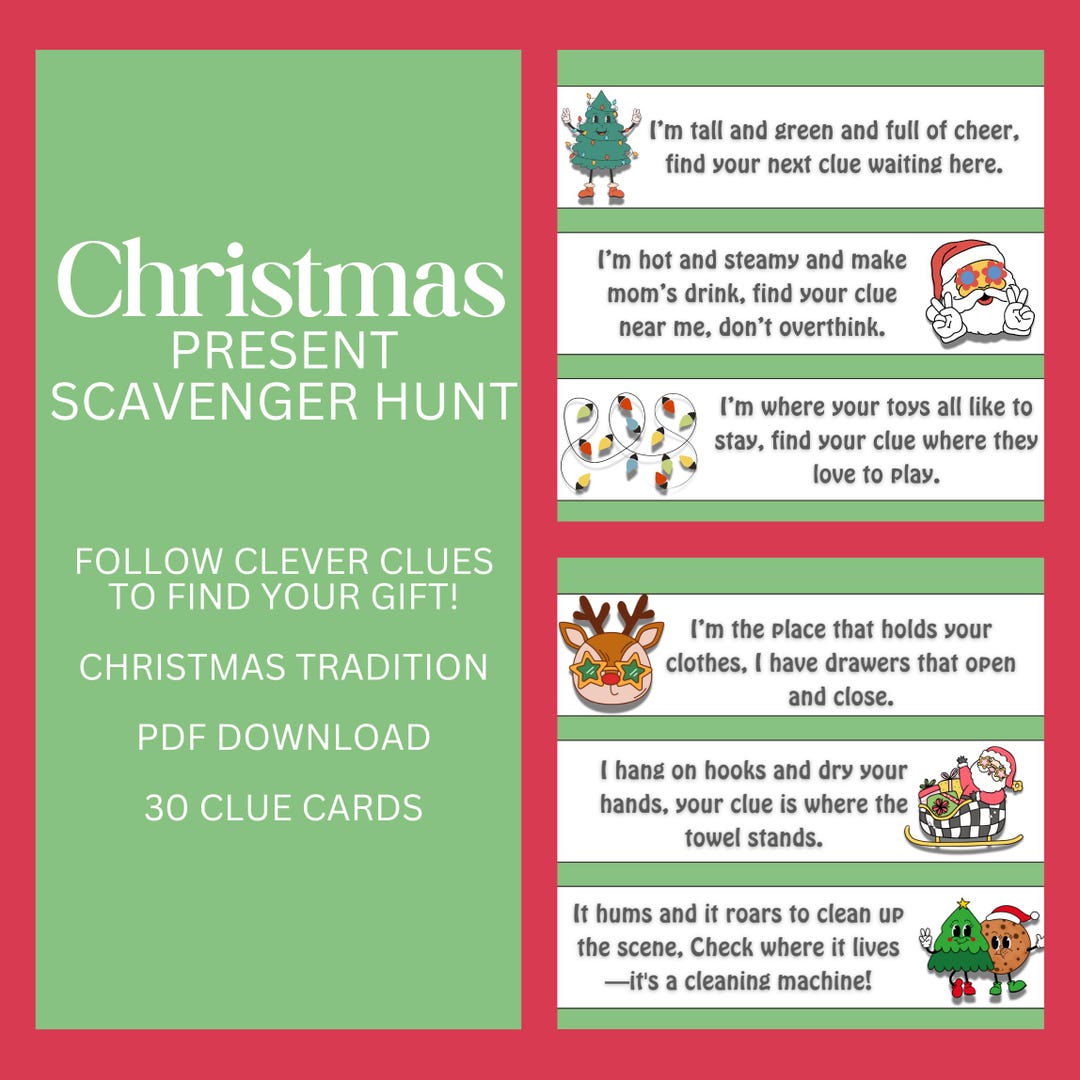 Christmas Scavenger Hunt for Kids, Printable Holiday Party Game for ...