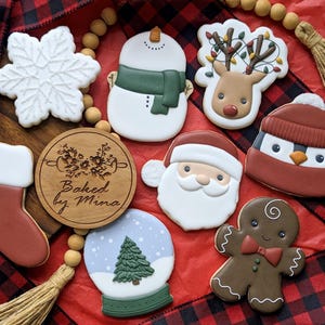 Galletas navideñas decoradas / Galletas de vainilla y azúcar / 8 galletas / Reno / Muñeco de nieve / Pan de jengibre / Ideas para regalos de Navidad