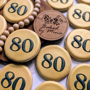 Black and Gold Birthday Cookies | Vanilla Sugar Cookies | 1 dozen