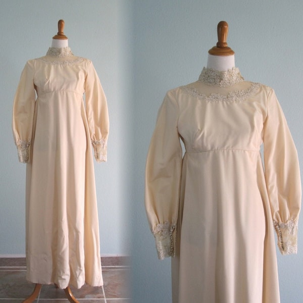 60s Wedding Gown - Vintage Mid Century Wedding Dress by Priscilla of Boston - Lovely 1960s High Waisted Silk Wedding Dress XS S