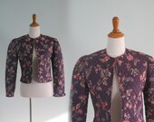 Vera Bradley Jacket - Pretty 80s Quilted Cotton Jacket Purple Floral - Vintage Spring Floral Jacket - Vintage 1980s Jacket S