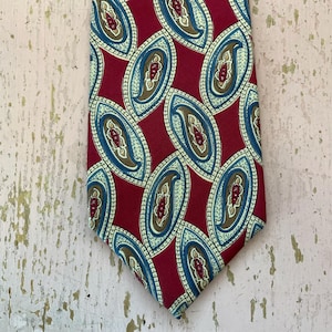 80s Liberty of London Tie - Vintage Red Paisley Silk Necktie - Classic 1980s Mens Liberty Tie
