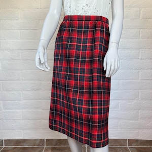 Pendleton Wool Skirt - Vintage 70s Red Plaid MacInnes Tartan Skirt - Classic 1970s Plaid Wool Pencil Skirt M